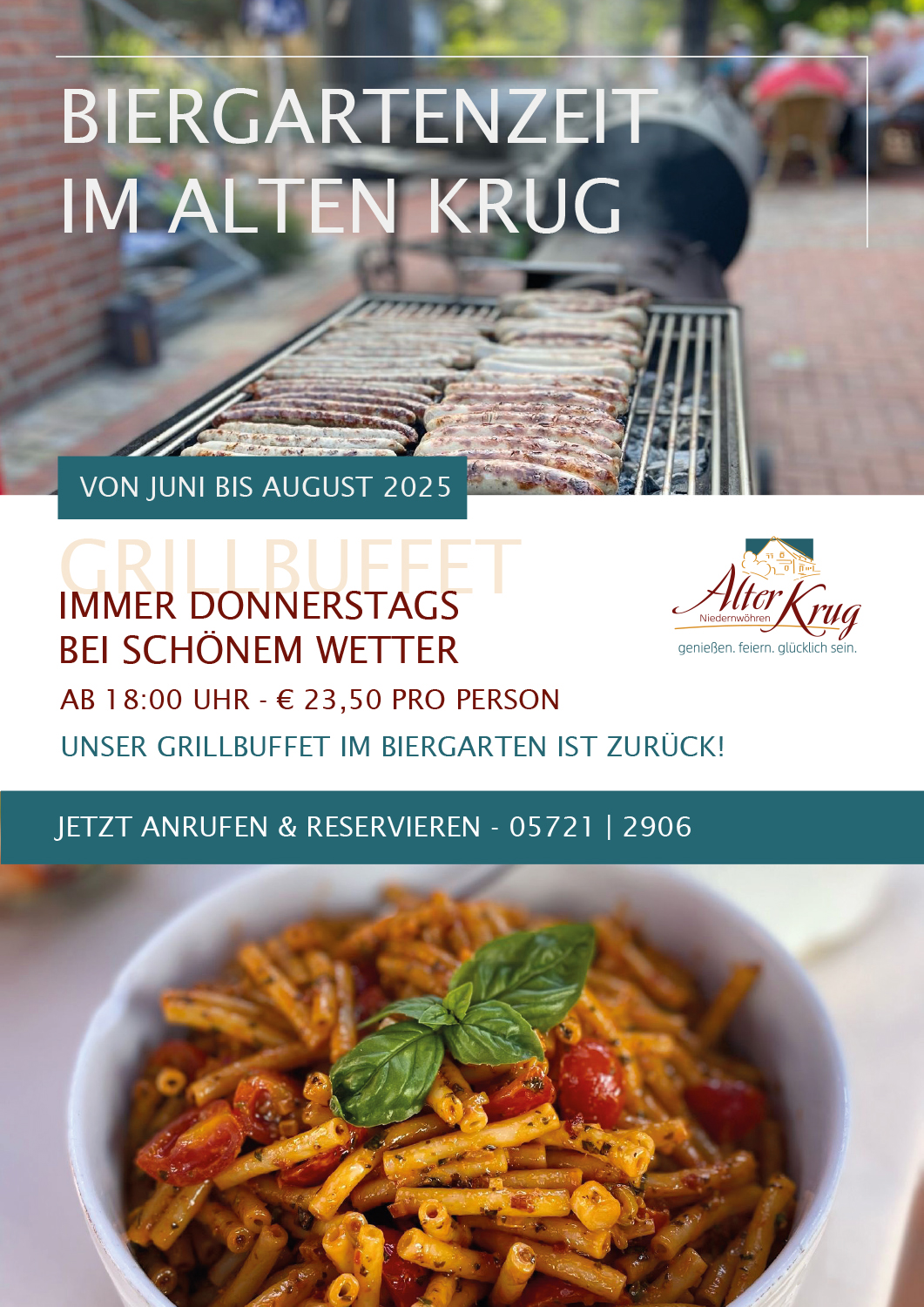 Alter Krug Niedernwöhren | Gaststätte | Grillbuffet im Biergarten
