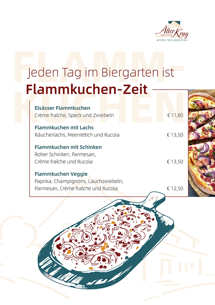 Alter Krug Niedernwöhren | Gaststätte | Flammkuchen im Biergarten