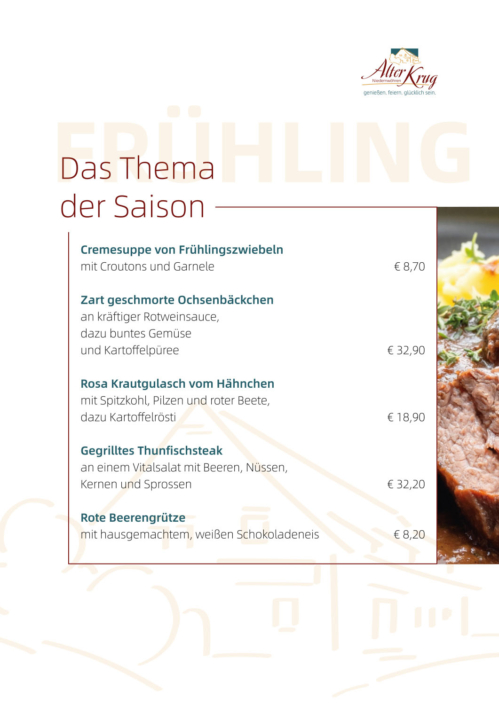 Alter Krug Niedernwöhren | Gaststätte | Frühling | Das Thema der Saison
